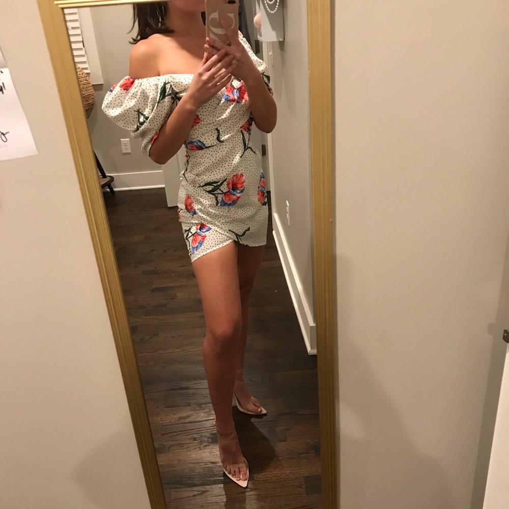 Mini polka dot/flowered dress. Never been worn